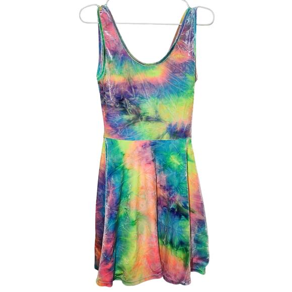 See You Monday Rainbow Velvet Tie Dye Dress L G Grande Large LA Los Angeles - Picture 4 of 8